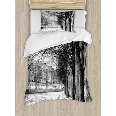 Black And White Duvet Cover Set Seine River Paris City France