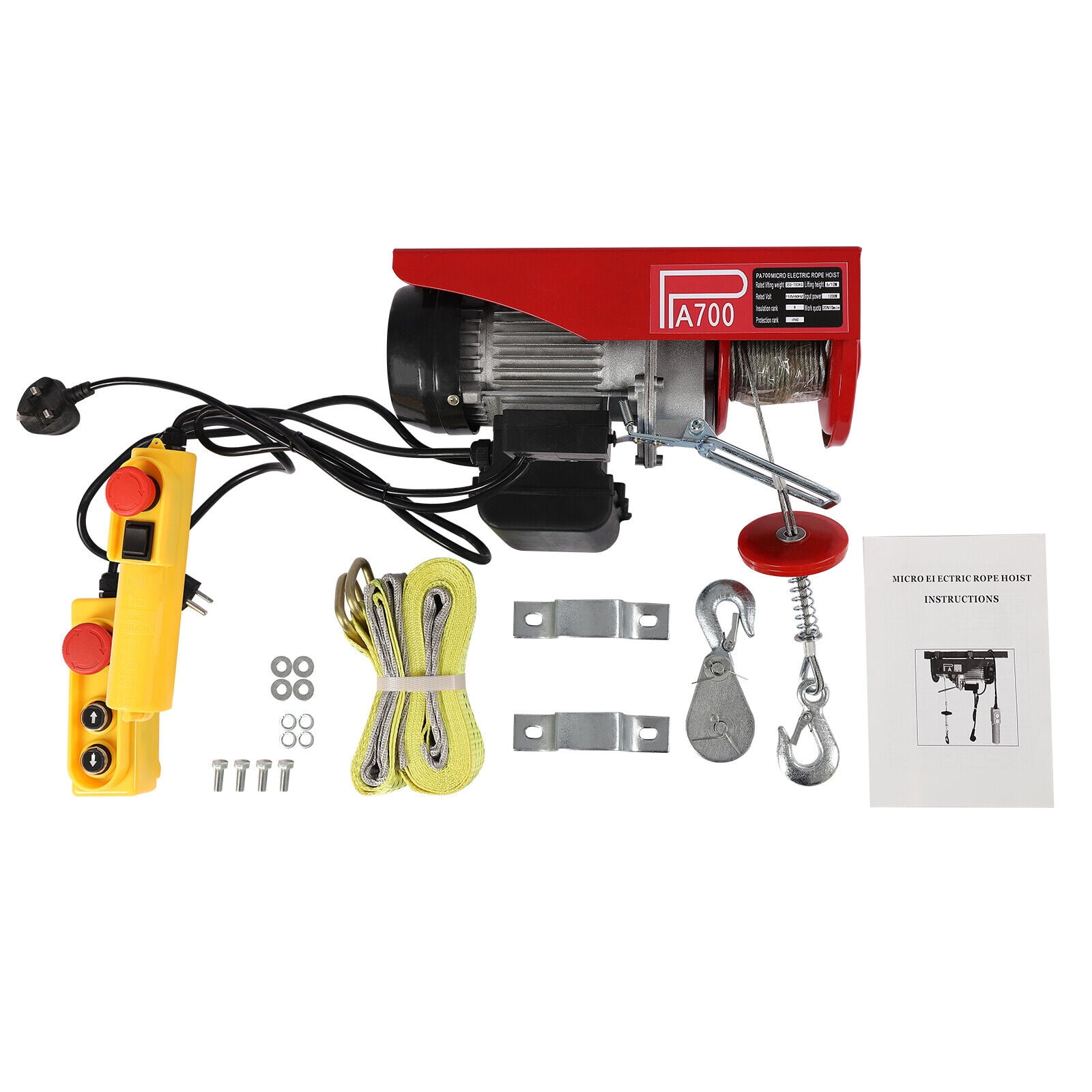 1543lbs Overhead Electric Hoist Crane Lift Garage Winch with Remote 110V US