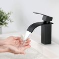 thumbnail image 2 of Grifo de lavabo de baño negro - Grifo mezclador de baño - Grifo de cascada para lavabos sólidos - Grifos de calidad (negro) JAMW Sencillez, 2 of 5
