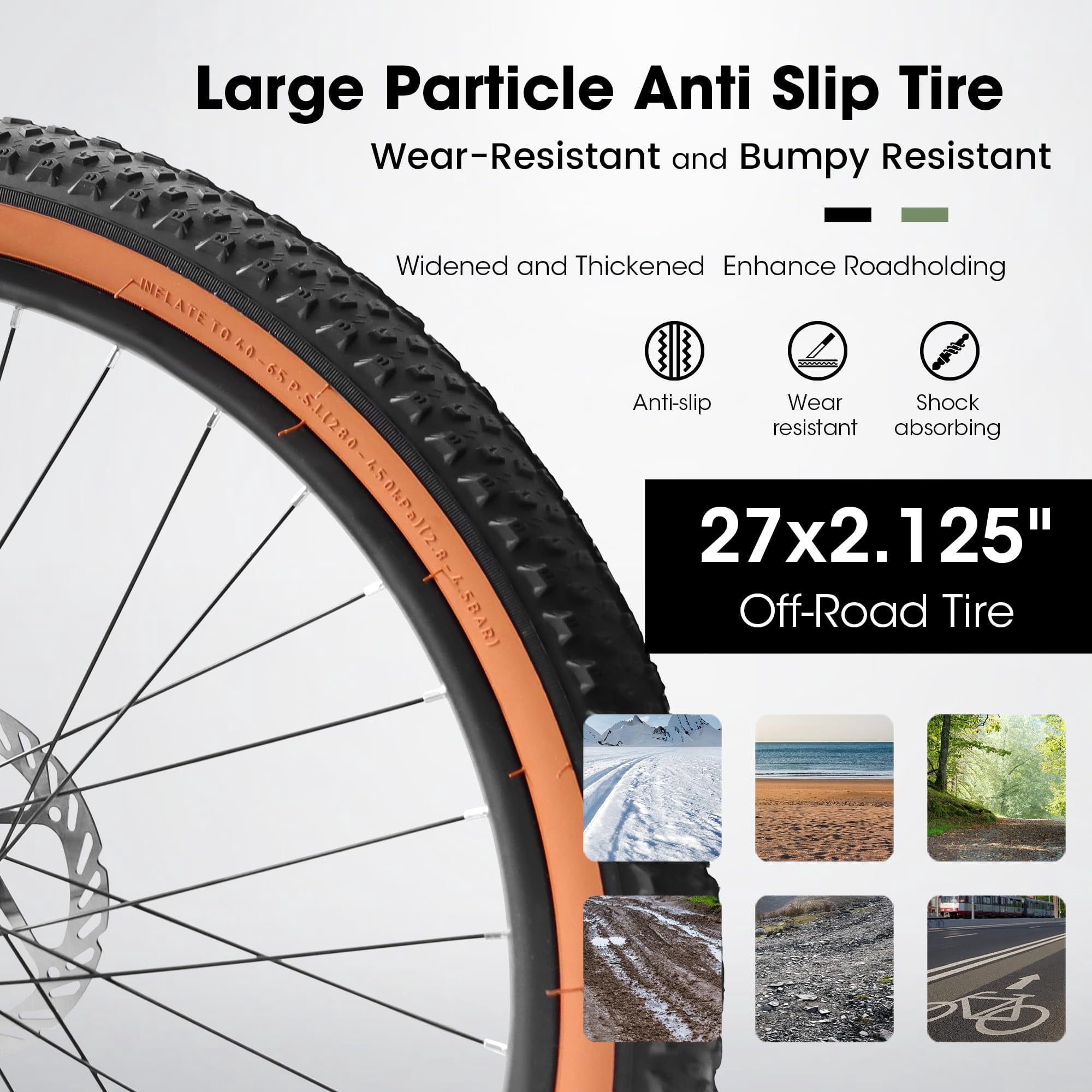 27.5" Mountain Bike, High Carbon Steel Frame & Disc Brakes, for Commuting & Trail Riding, Adult Men Women