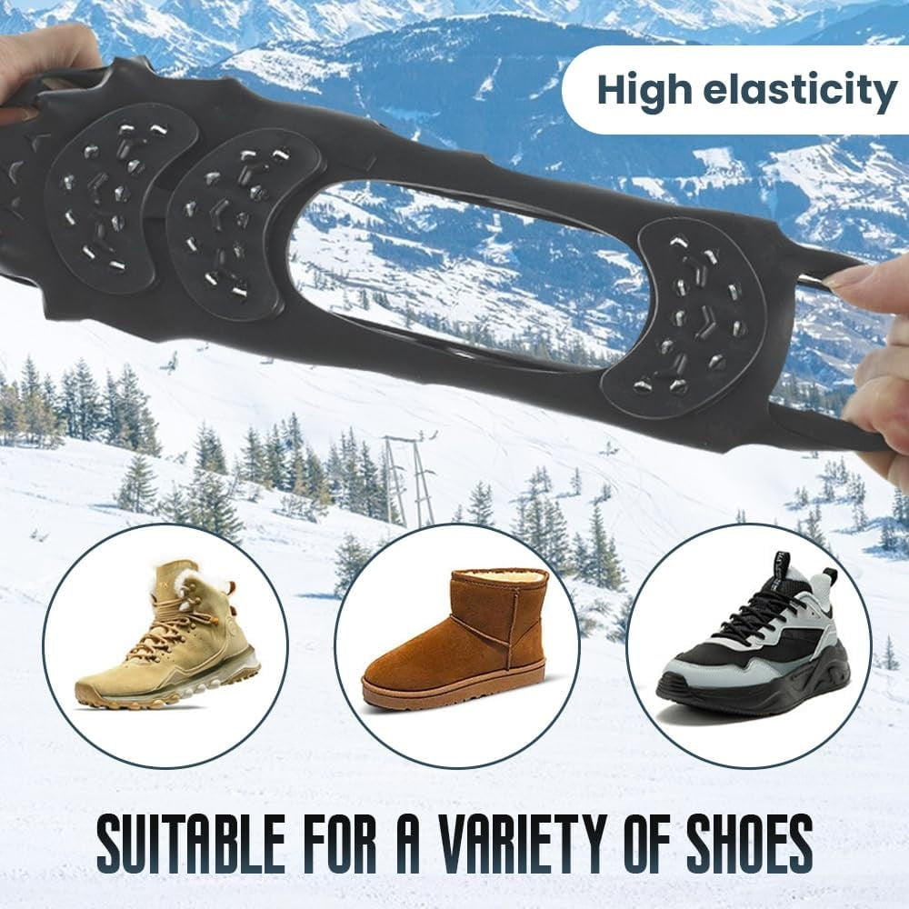 JSHANMEI Ice Cleats Snow Traction Cleats 11 Studs For Shoes & Boots - Anti Slip Crampons Grippers For Men Women Walking On Ice & Snow