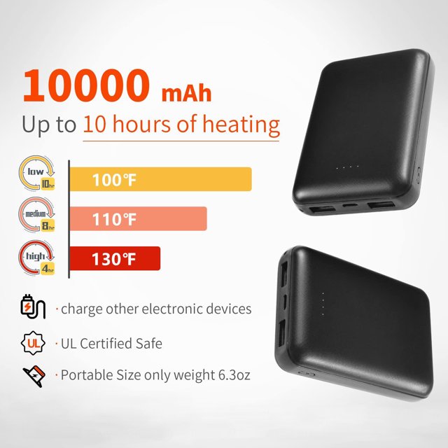 MidTen 10000mAH Power Bank, Universal Black Battery Pack