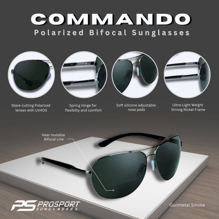 Polarized Bifocal Sunglasses, Aviator Metal Frame, UV400 Anti-Glare proSPORT Polarized Bifocal Sunglass Reader Aviator Anti  main image 3