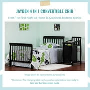 Dream On Me Jayden 4-in-1 Mini Convertible Crib And Changer in Black, Greenguard Gold Certified, Non-Toxic Finish, New Zealand Pinewood, 1