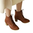 thumbnail image 3 of Kcodviy Bottes de Pluie pour Femmes d'Automne et d'Hiver à Talon Épais, Bottes à Lacets pour Femmes, Bottes à Revers Largeur Grand, Commerce Extérieur, Station Indépendante, Édition Coréenne, Bottes à Talons Hauts, Bottines Courtes pour Femmes, 3 of 9