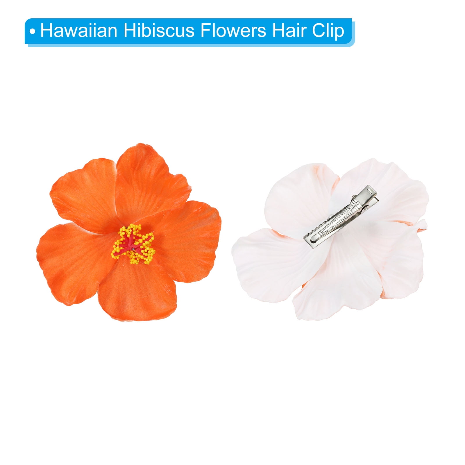 Uxcell Hawaiian Hibiscus Flowers Artificial Flowers Hair Clip DIY Foam Hibiscus Flower Orange 16 Pack