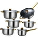 thumbnail image 1 of Juego de 6 Ollas Y Sartenes, Juego de Cocina, Cacerola, Olla para Sopa, Portátil, Antiadherente, Sartén, Juego de Utensilios de Cocina de Acero Inoxid Cacerolas con olla sopera, 1 of 8