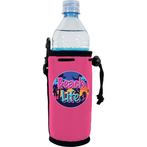 Beach Life Neoprene Water Bottle Coolie (Pink)