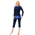 thumbnail image 4 of IBTOM CASTLE Women Burkini Swimsuits Modest Muslim Swimwear Islamic Long Sleeve Full Cover Hijab Top Skirted Swim Capris ​Pants Set 2XL Navy Blue, 4 of 8