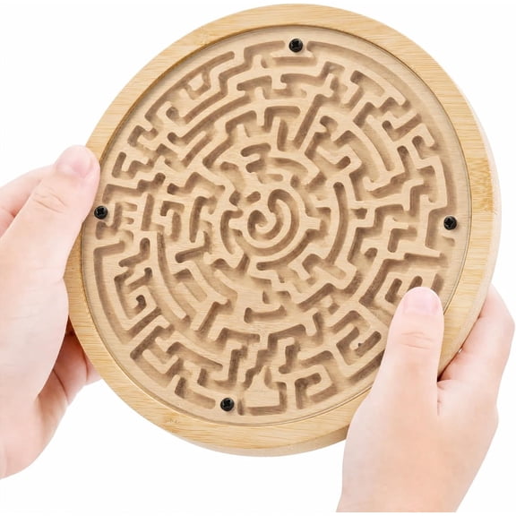 Round Wooden Maze Board Game - Marble Maze Education and Entertainment, Suitable for Various Groups of People