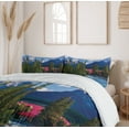 thumbnail image 6 of Ambesonne Landscape Duvet Cover Set, River Log Lake Village, 2-Calking, Green Blue and Dark Pink, 6 of 7