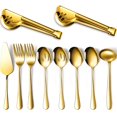 thumbnail image 1 of Juego de utensilios para servir Patelai de acero inoxidable, 10 piezas, color dorado, 1 of 6