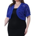 thumbnail image 2 of DARING DIVA Women's Plus Cropped Cardigans Floral Lace Bolero Shrugs 4X Royal Blue, 2 of 6