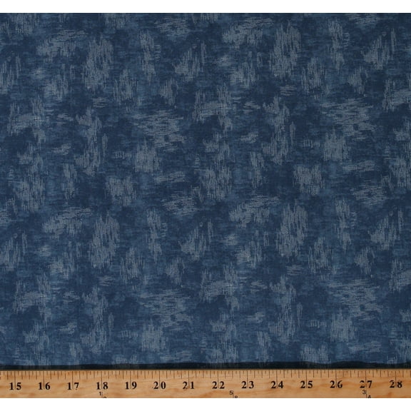 Cotton Denim Look Midnight Faded Wash Distressed Cotton Fabric Print by the Yard (52751-4)