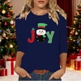 thumbnail image 2 of asdoklhq Mock Neck Tops for Women Christmas Ladies' Christmas Round Neck 3/4 Sleeve T-shirt Shirt Blue XL, 2 of 4