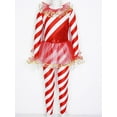 thumbnail image 3 of INHZOY Kids Girls Christmas Performance Outfits Candy Cane Striped Jumpsuit Unitard Red-A 16, 3 of 9