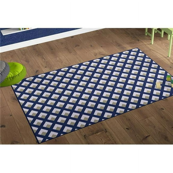 Deerlux  5 x 7 ft. Modern Living Room Area Rug with Nonslip Backing, Gray & Blue - Medium - Geometric - Trellis Pattern - Rectangle
