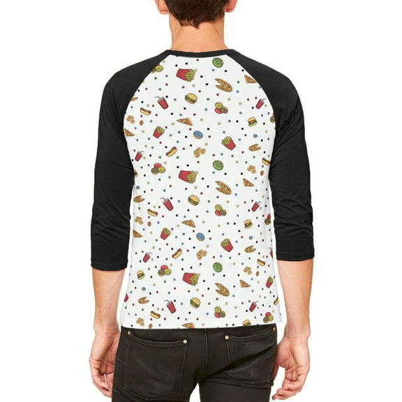Junk Food Pattern Mens Raglan T Shirt