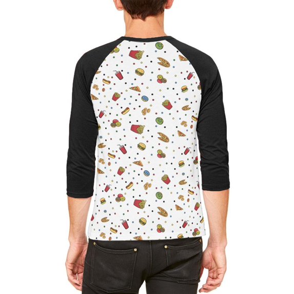 Junk Food Pattern Mens Raglan T Shirt