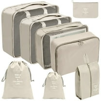 Cozival Packing Cubes for Travel, 8-Piece Travel Packing Cubes Set, Lightweight Luggage Organizers for Suitcases, Compressible Foldable Storage Bags, Luggage Organizers, Beige