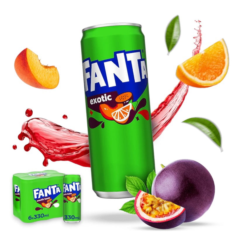 Original European FANTA Exotic Flavor Soda Soft Drink- 6pack 330ml/each with FANTA Sticker