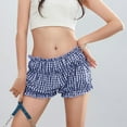 thumbnail image 4 of cfhntfmh Lounge Shorts for Women Low Waist Tiered Ruffle Comfy Shorts Plaid Print Summer Cute Short Pants, 4 of 7