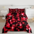 thumbnail image 2 of Manfei Vintage Abstract Geometric Bedding Comforter Set,Pixel Grid Print Twin Comforter Sets,Red Black Bedding Set For Boys,Super Cozy Room Decor Reversible,2pcs, 2 of 8
