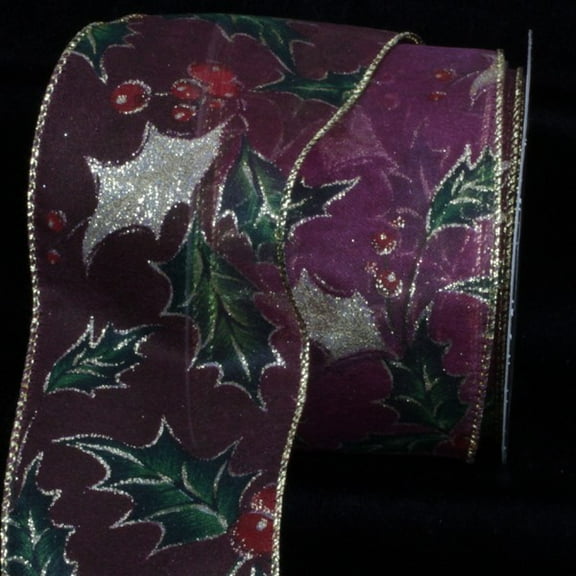 The Ribbon People Pink and Green Large Mistletoe Wired Craft Ribbon 3" x 20 Yards