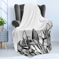 thumbnail image 4 of Abstract Soft Flannel Fleece Blanket, Drawing of Hatched Crystals Gem Like Pattern Monochromatic Illustration, Cozy Plush for Indoor and Outdoor Use, 50" x 70", Charcoal Grey White, by Ambesonne, 4 of 5