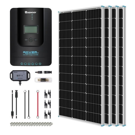 Renogy - 400 Watt Monocrystalline Solar Kit w/ 4 Pcs 100W Solar Panel and 40A MPPT Charge Controller - Black