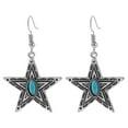thumbnail image 2 of Hyasfey 1 Pair Women Hook Earrings Star Waterdrop Pendant Retro Ethnic Style Faux Turquoise Alloy Electroplated Prom Party Hanging Earrings Lady Dating Ear Jewelry, 2 of 7
