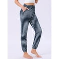 thumbnail image 2 of DARING DIVA Women's Drawstring Elastic Waist Cotton Pajama Pants XS Navy Stripe, 2 of 6