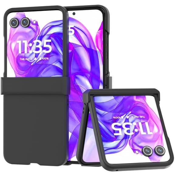 Yosen For Motorola Razr 2025 Case, Moto Razr 2025 Case with Hinge Protection, 360° Drop Protection, Shockproof Slim Matte Rugged PC Protective Cover, Black