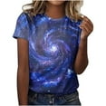 thumbnail image 2 of UPPADA T-Shirts d'Été pour Femmes à Imprimé Graphique, Col Ras du Cou, Décontractés, Manches Courtes, Coupe Ample, Chandails à Enfiler, Mode, Vacances, Plage, Blouses Multicolores, S, 2 of 4