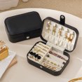 thumbnail image 7 of Portable Travel Minimalist Jewelry Box - Compact Storage Case for Rings, Necklaces/Earrings, Durable Hard-Shell Jewelry Organizer for Travel & Daily Use, Perfect for Jewelry Lovers, 6*4*2in, Black, 7 of 7