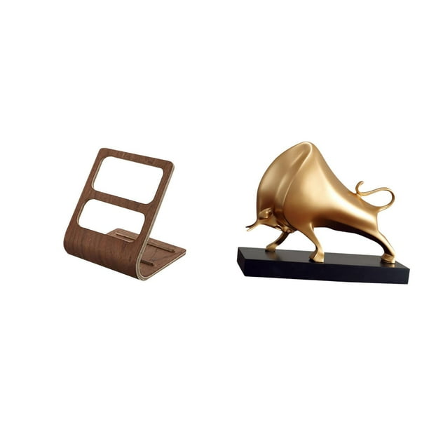 Organizador de escritorio con control remoto de TV y escultura abstracta de toro. Incluye caja de almacenamiento y estante para la oficina, la cocina,