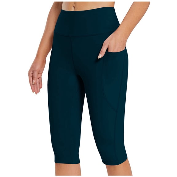 WMTBSRSW Womens Bermuda Long Shorts Knee Length Pull on Work Shorts High Waisted Capris Solid Straight Leg Hiking Vacation Outfits Navy XX-Large