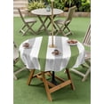 thumbnail image 2 of Round Outdoor Tablecloth With Umbrella Hole And Zipper– Striped Waterproof Patio Table Cover for Party, Picnic, Backyard, 60" Dia. , Grass Green White, 2 of 8