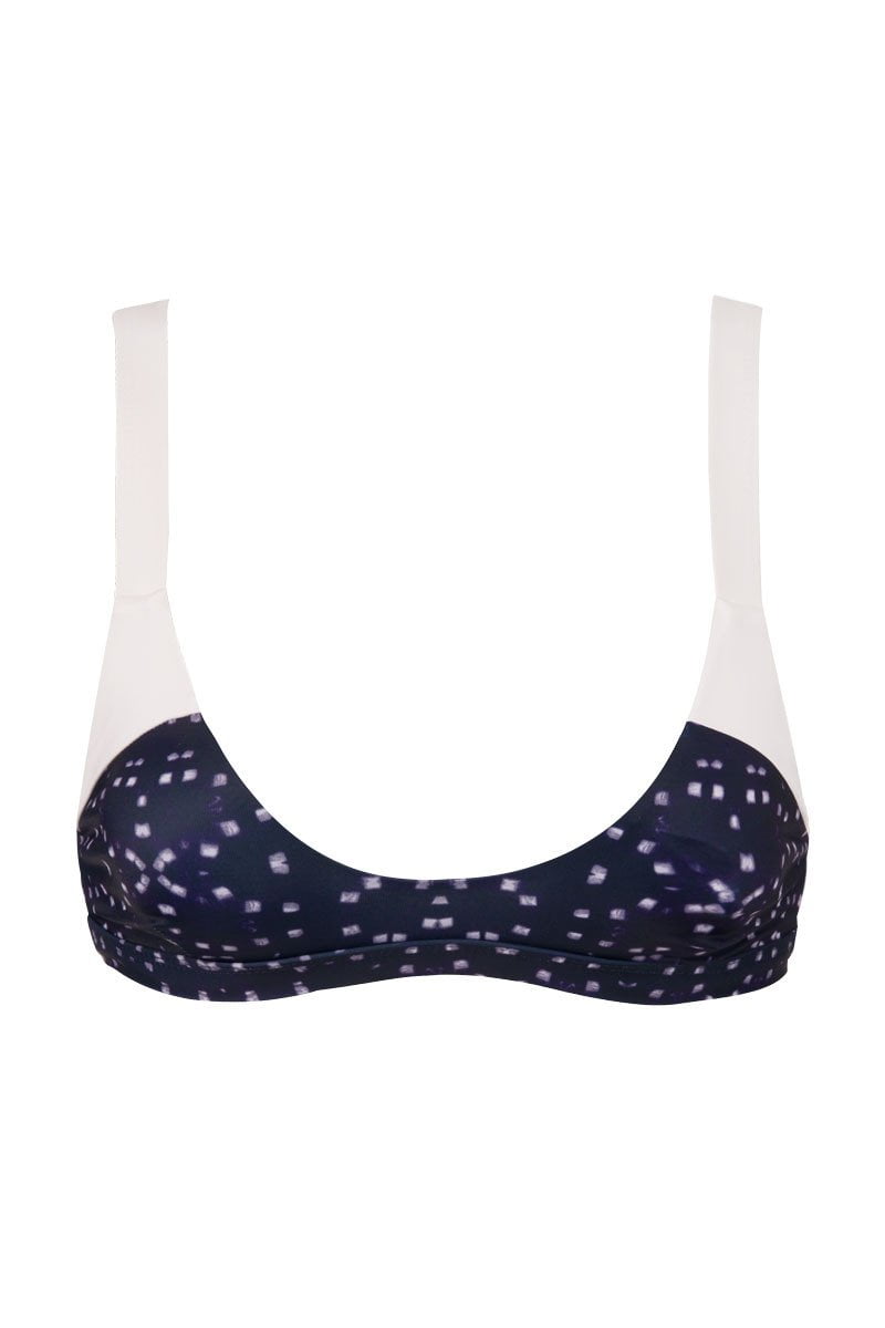 blue navy and white block bikini