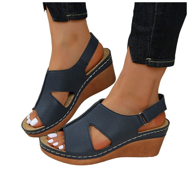 Sandales Habillées à Talon Compensé pour Femmes 2025 avec Bride Arrière Ajustable Été Confortables Sandales Orthopédiques de Marche