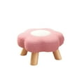 thumbnail image 3 of kkbbma under $5 Small Footstool, Flower Shape Wood Ottoman Stool, Sofa Tea Stool, Velvet Padded Shoes Bench, Footrest Stepstool, Padded Seat Wooden Legs, for Bedroom, 3 of 9