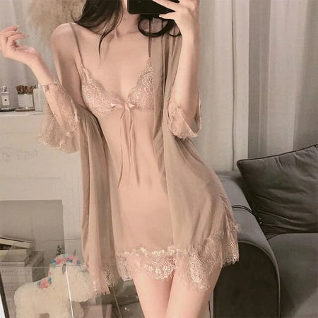 

CoCopeaunt Pajamas Hot Women Sexy Sling Lingerie Nightwear Robe Babydoll Attractive Sexy Lace Mesh Dress Woman Pajamas For Women Home Wear