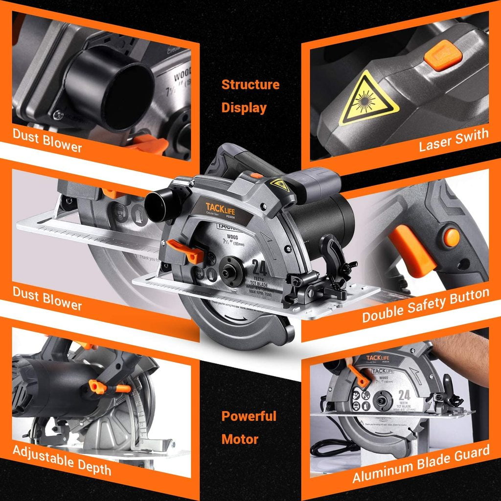 Buy Tacklife Electric Circular Saw, 1500W 12.5Amp 5000 RPM Cordless