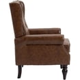 thumbnail image 6 of Tabaray Faux Leather Accent Chair Set of 2, Modern Living Room Chairs, Button Tufted Wingback Armchair with Wood Legs, Upholstered Bedroom Chair with Rivet Decoration, Leisure Reading Chair, Brown, 6 of 14
