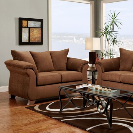 Roundhill Furniture Aruba Microfiber Pillow Back Loveseat