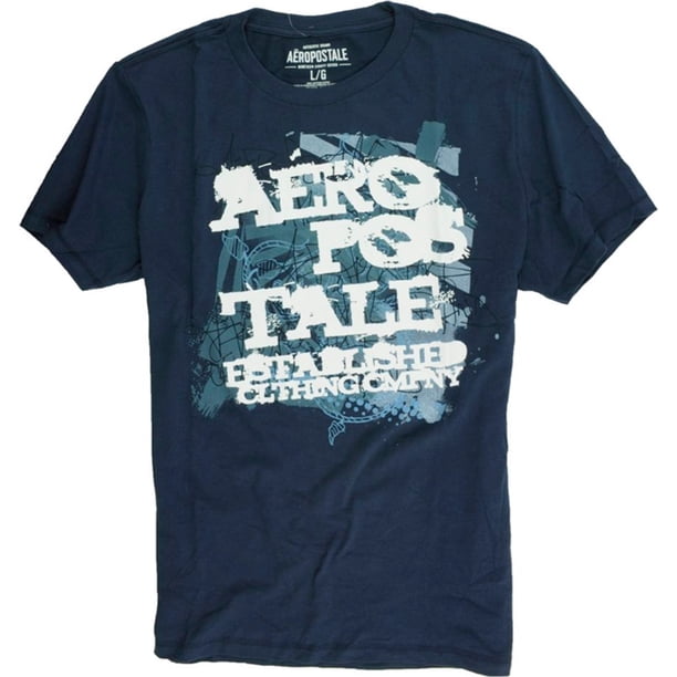 Aeropostale - Camiseta con gráfico pintado para hombre, color azul, grande