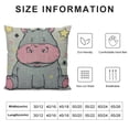 thumbnail image 5 of Orinice  Hippo Throw Pillow Cover Cartoon Cute Animal Star Comic Portrait Funny Happiness Smile Adorable Pillow Case  Decorative Men Women Boy Girl Room Cushion Cover for Home Couch Bed White, 5 of 5