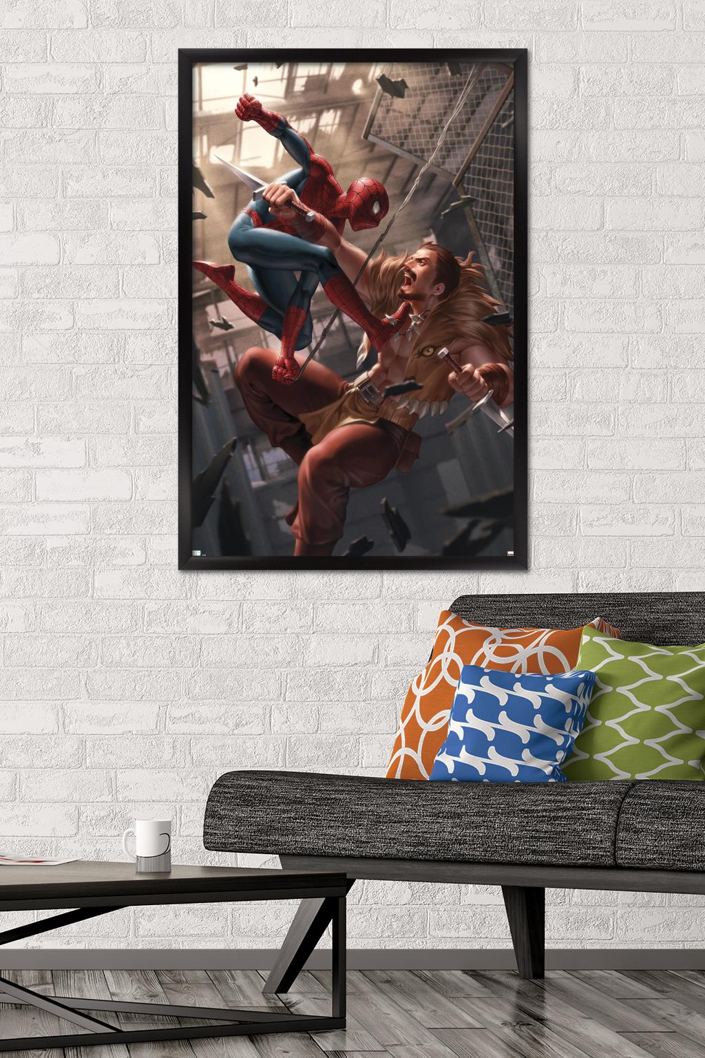 Marvel Comics - Spider-Man - Battle with Kraven Wall Poster, 22.375" x 34", Framed