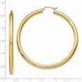 thumbnail image 4 of 14K Yellow Gold Polished 4mm Lightweight Tube Hoop Earrings (60 X 4) Made In Peru t954l, 4 of 5