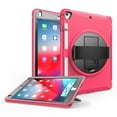 thumbnail image 3 of Dteck Screen Protector Case for iPad 5th Gen (2017)/6th Gen (2018)/iPad Air 1st/Air 2/iPad Pro 9.7" Shockproof Three-Layer Heavy Duty Protector Rubber Hard Stand Hand Strap Cover 9.7-inch,Rose, 3 of 7